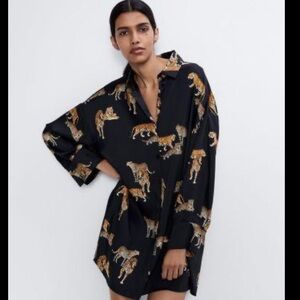 Zara Black Dress with Tiger Pattern